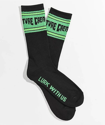 Creature Lurk With Us Black & Green Crew Socks