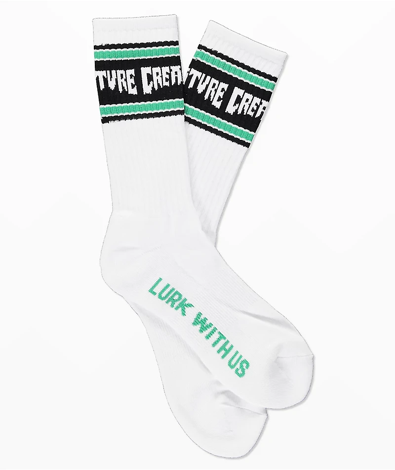 Creature Lurk With Us White Crew Socks
