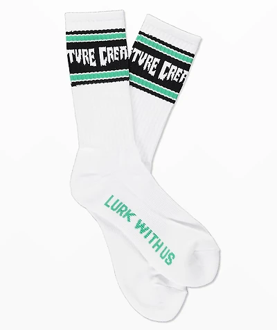 Creature Lurk With Us White Crew Socks