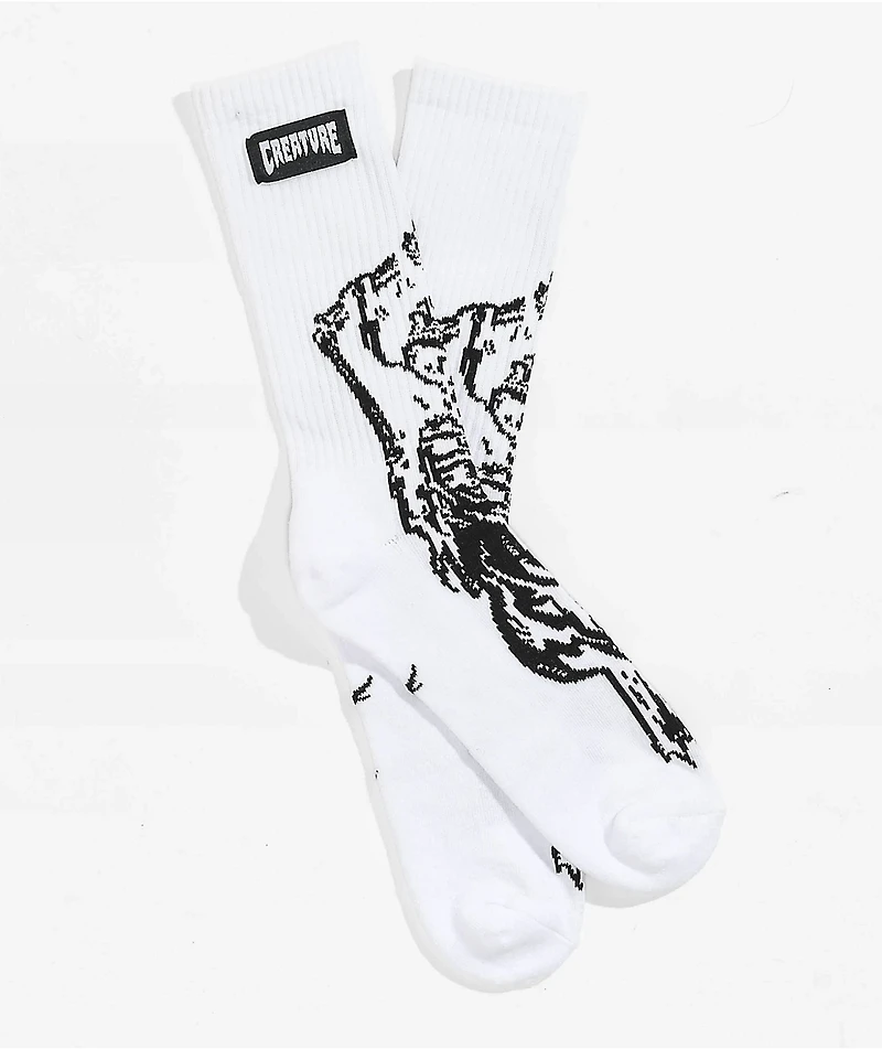 Creature Psychofice White & Black Crew Socks
