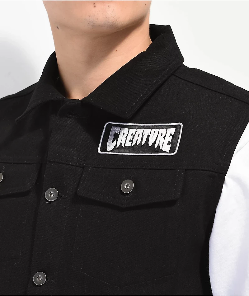Creature Spindel Black Denim Vest