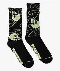 Creature Spiral Skull Black Crew Socks