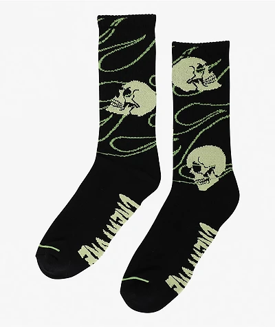 Creature Spiral Skull Black Crew Socks