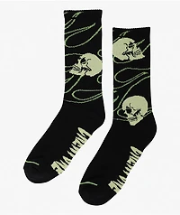 Creature Spiral Skull Black Crew Socks