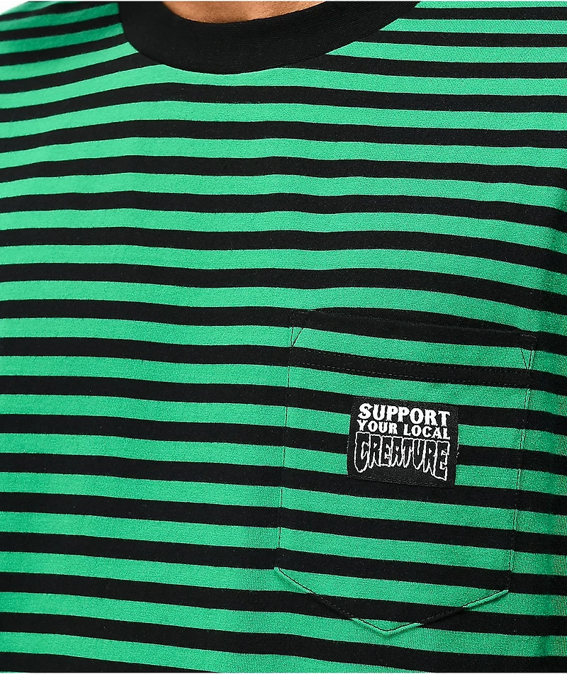 Creature Support Black & Green Striped T-Shirt