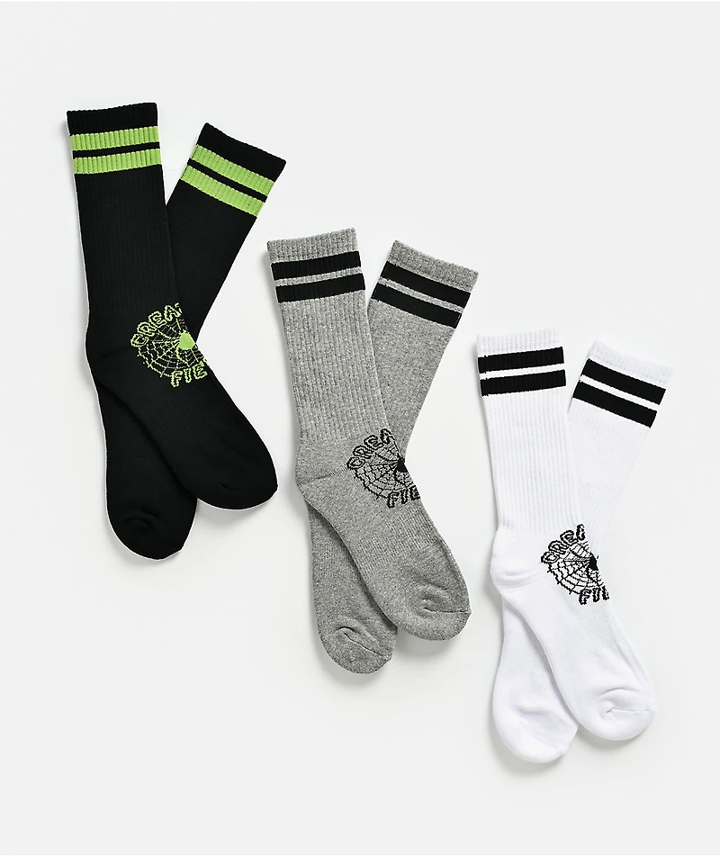 Creature Web 3 Pack Crew Socks