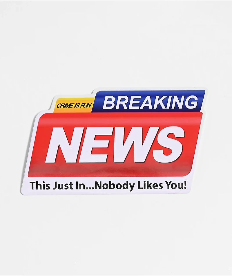 Crime Is Fun News Flash Sticker