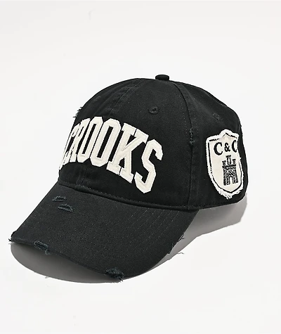 Crooks & Castles Collegiate Black Strapback Hat