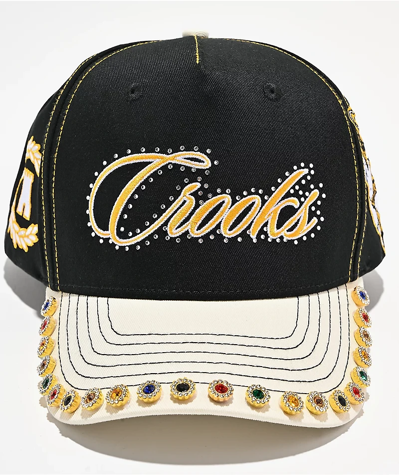 Crooks & Castles Jeweled Black & White Snapback Hat