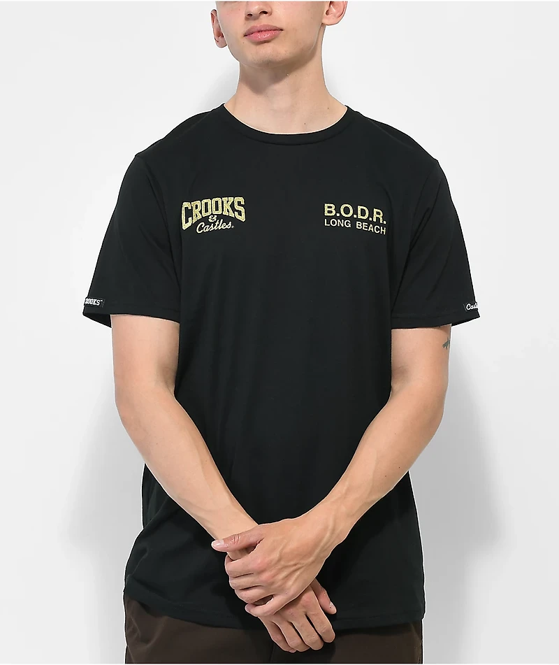 Crooks & Castles x Back On Death Row Gold Black T-Shirt