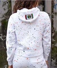 Cross Colours Circle Logo Paint Splatter White Crop Hoodie