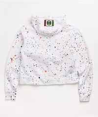 Cross Colours Circle Logo Paint Splatter White Crop Hoodie