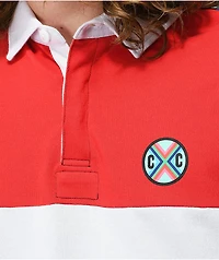 Cross Colours Colorblock White, Red, & Blue Rugby Shirt