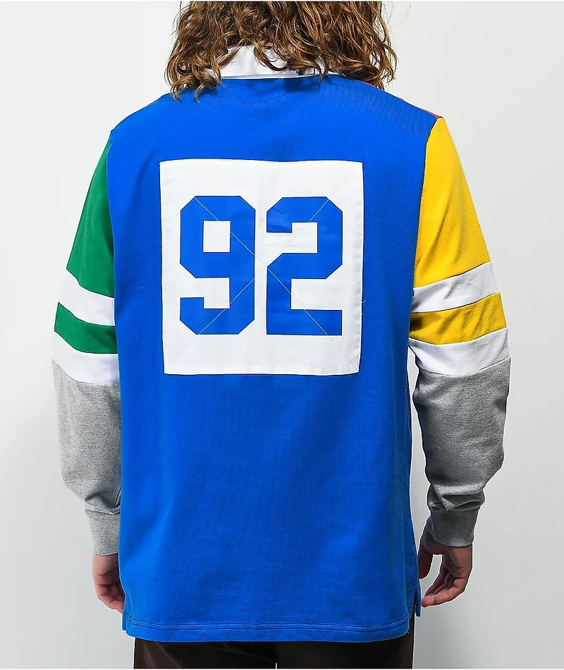 Cross Colours Colorblock White, Red, & Blue Rugby Shirt