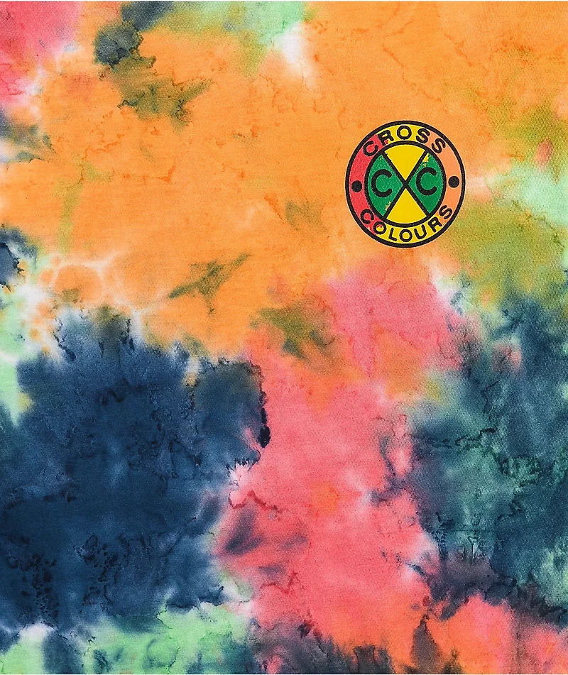 Cross Colours Graffiti Circle Logo Tie Dye Long Sleeve T-Shirt