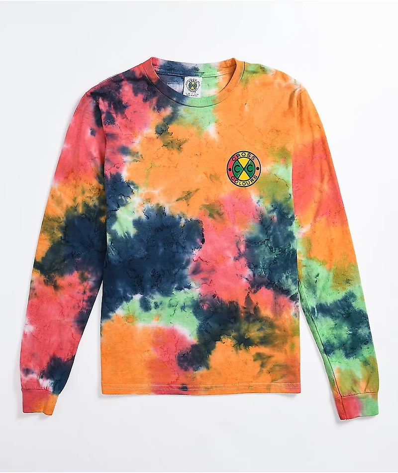 Cross Colours Graffiti Circle Logo Tie Dye Long Sleeve T-Shirt