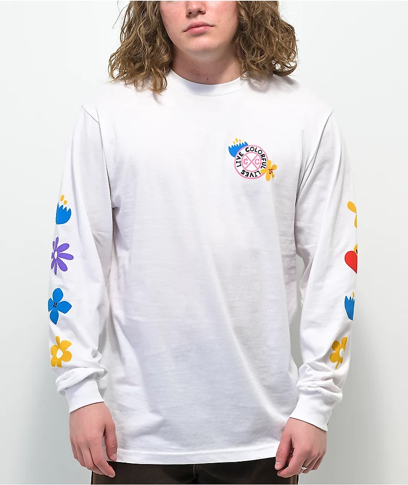 Cross Colours Live Colorful Lives White Long Sleeve T-Shirt