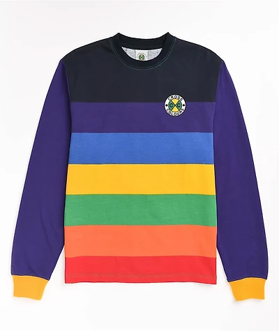 Cross Colours Multi Stripe Rainbow Long Sleeve T-Shirt