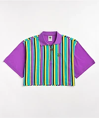 Cross Colours Multi Stripe Zip Polo Shirt