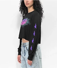 Cross Colours NY Graffiti Black Crop Long Sleeve T-Shirt