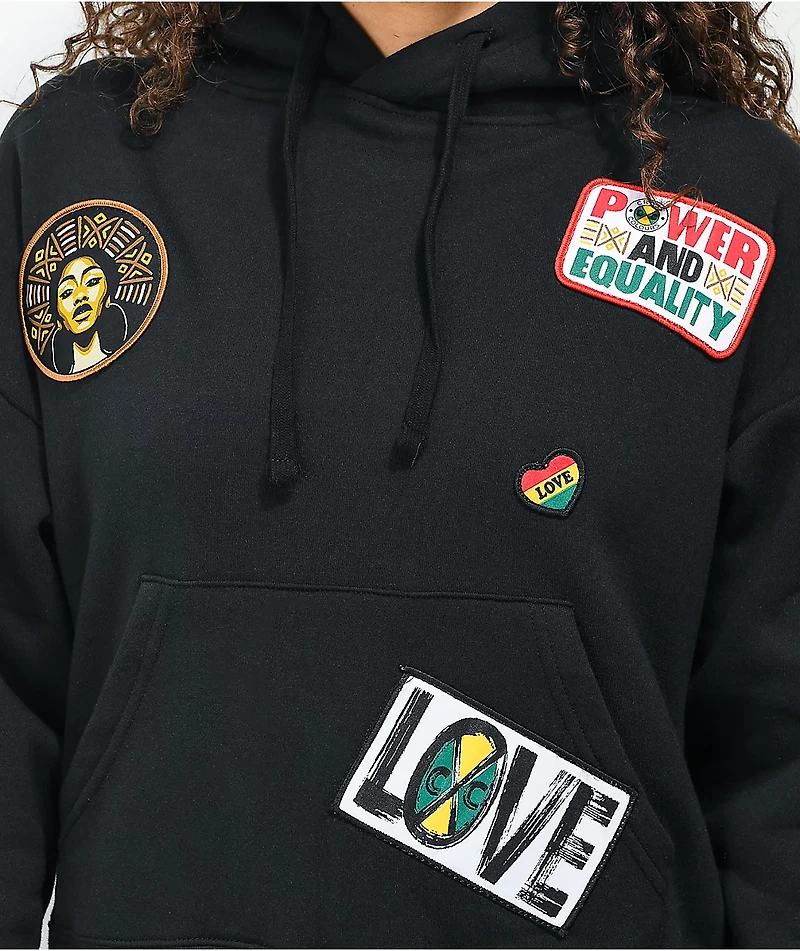 Cross Colours Patches Black Crop Hoodie