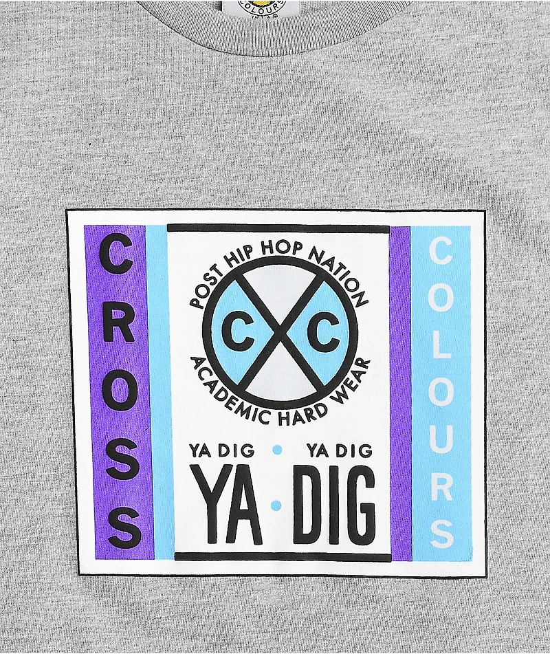 Cross Colours Puff Label Logo Grey T-Shirt