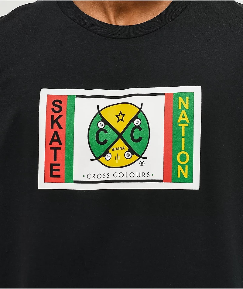 Cross Colours x Skate Nation Ghana Label Black T-Shirt