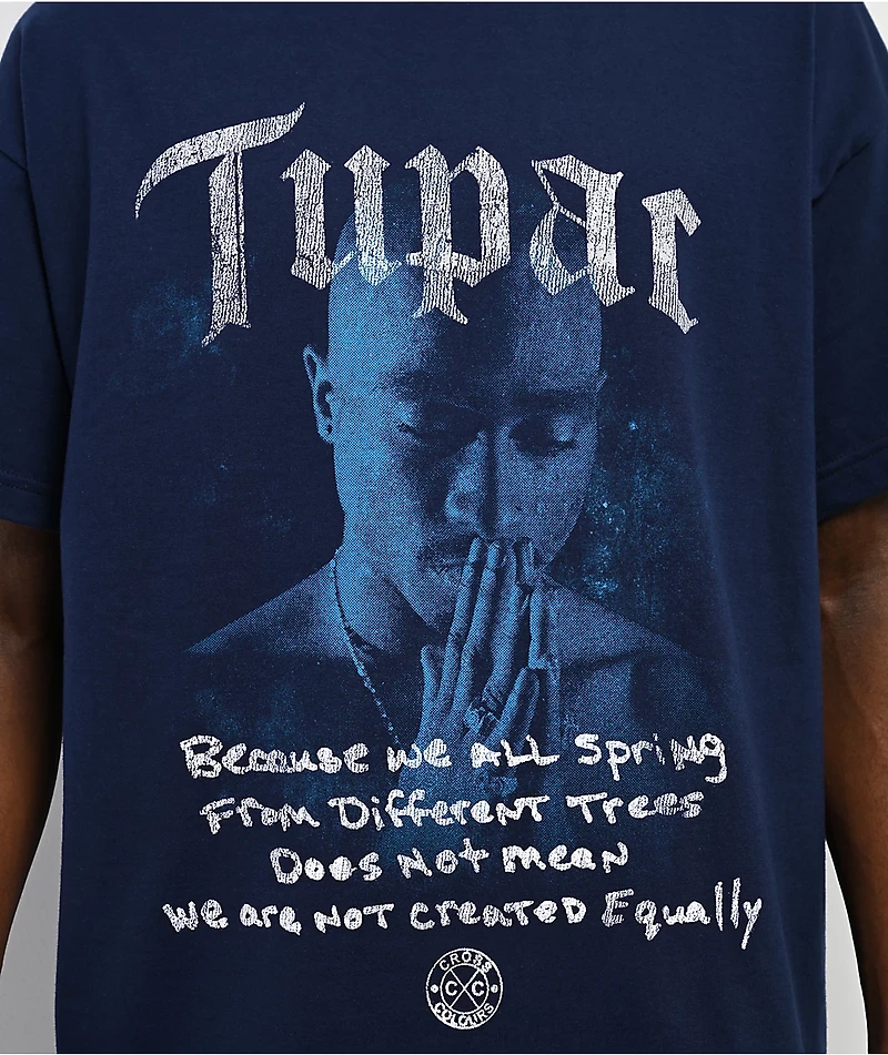 Cross Colours x Tupac Blossoms In Darkness Navy T-Shirt