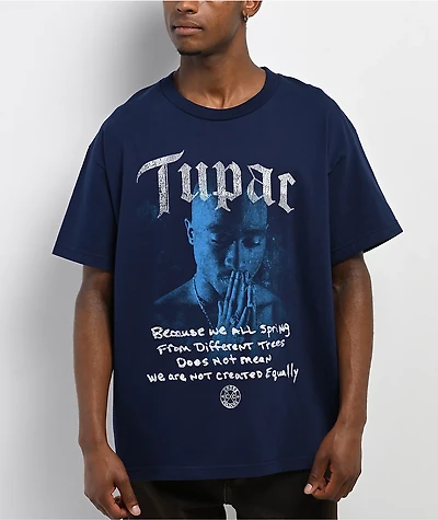 Cross Colours x Tupac Blossoms In Darkness Navy T-Shirt