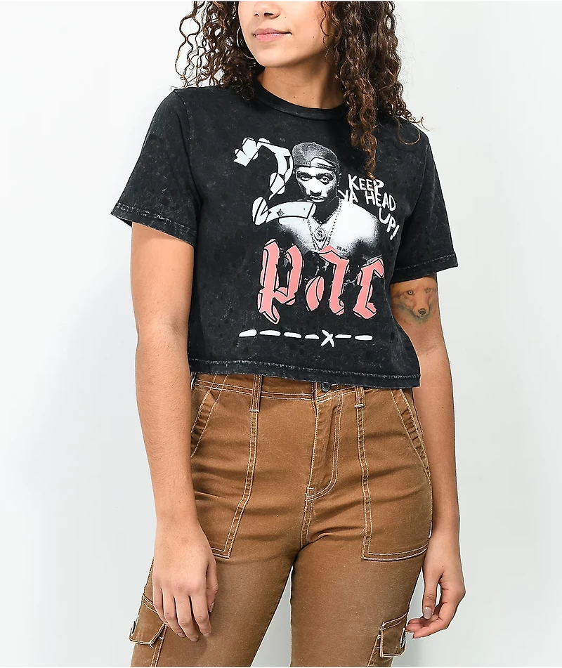 Cross Colours x Tupac Shakur Black Crop T-Shirt