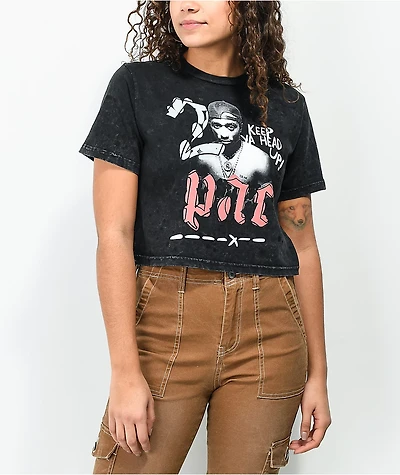 Cross Colours x Tupac Shakur Black Crop T-Shirt