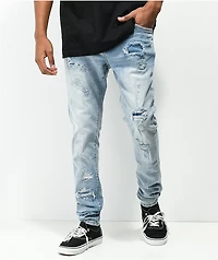 Crysp Atlantic Blue Rip & Repair Denim Skinny Jeans