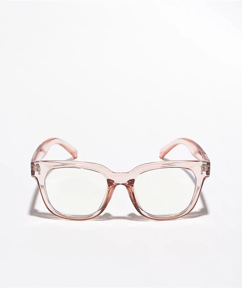 Crystal Blush Chunky Square Blue Light Glasses