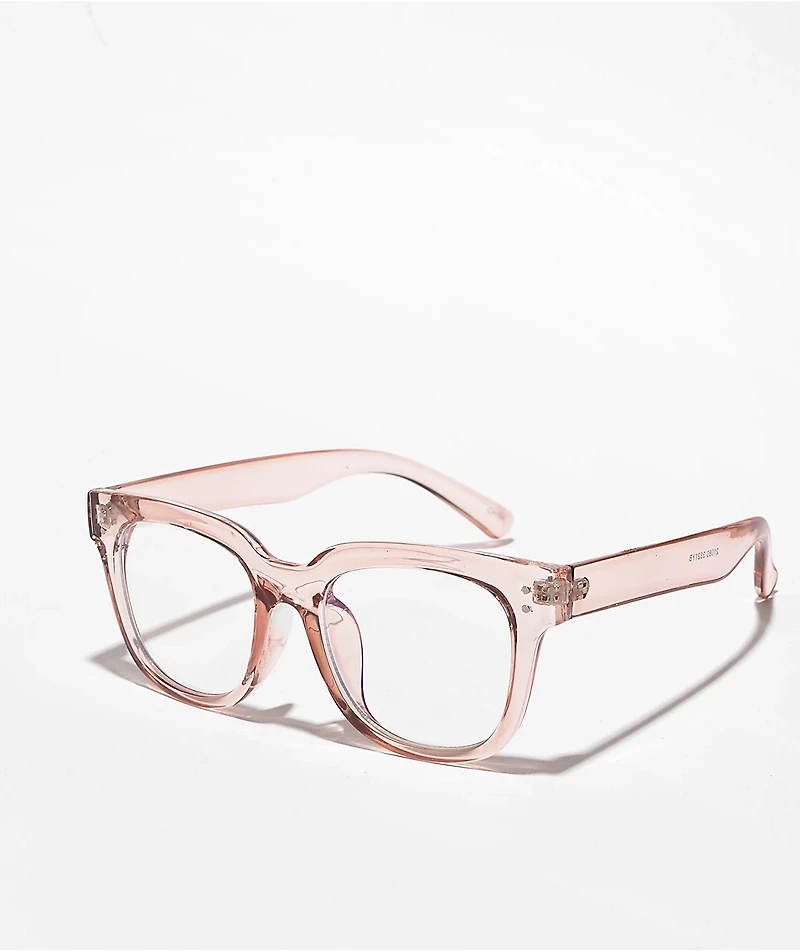 Crystal Blush Chunky Square Blue Light Glasses