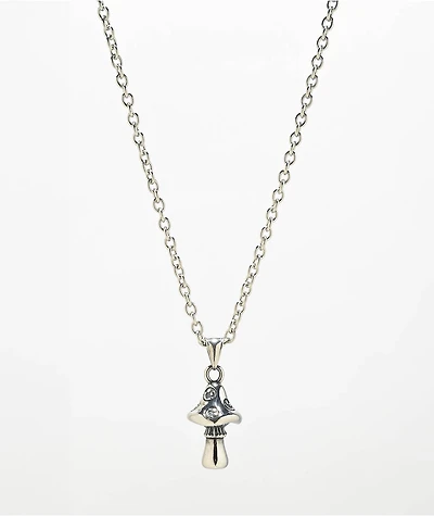 Cyberspace Shop Happy Mushroom 18" Silver Chain Necklace