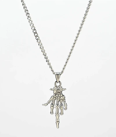 Cyberspace Shop Skeleton Flip Off 18" Silver Chain Necklace