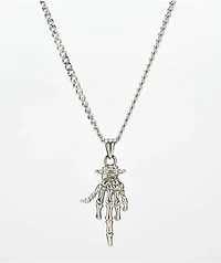 Cyberspace Shop Skeleton Flip Off 18" Silver Chain Necklace