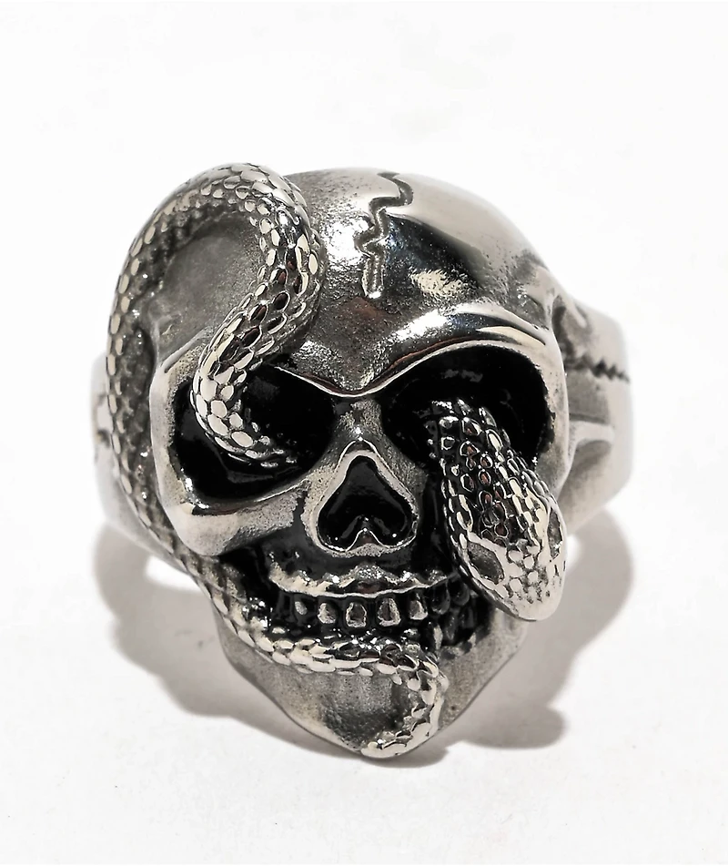 Cyberspace Shop Slither Skull Silver Ring