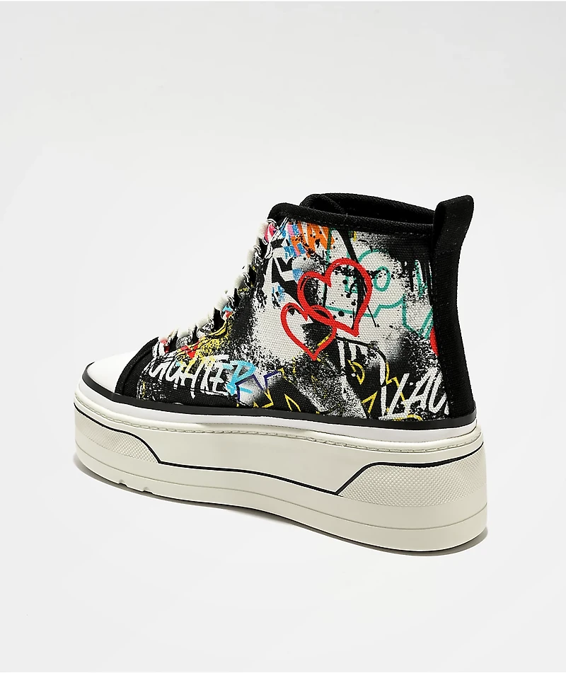 D'Amelio Footwear Eyekonn Graffiti High Top Platform Shoes