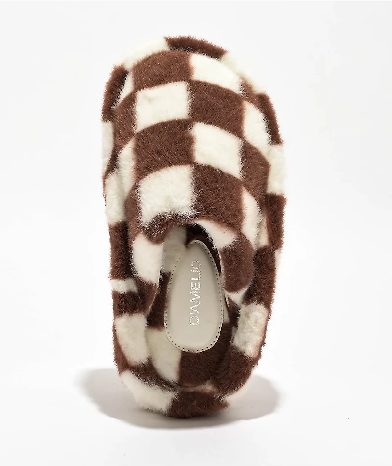 D'Amelio Footwear Socozee Checker Brown & White Slippers