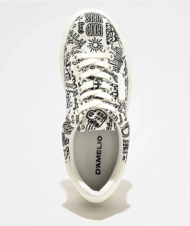 D'Amelio Footwear x Sharpie Coffee Print White Shoes