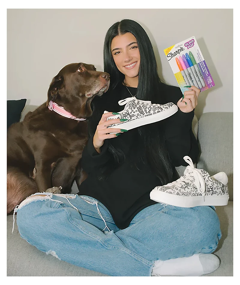 D'Amelio Footwear x Sharpie Coffee Print White Shoes