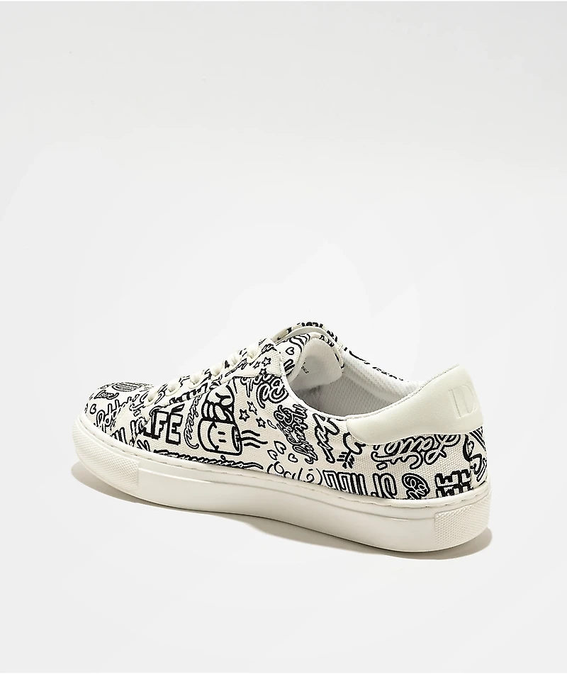D'Amelio Footwear x Sharpie Coffee Print White Shoes