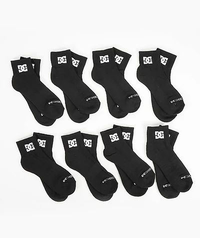 DC 8 Pack Black Ankle Socks
