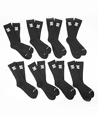 DC 8 Pack Black Crew Socks