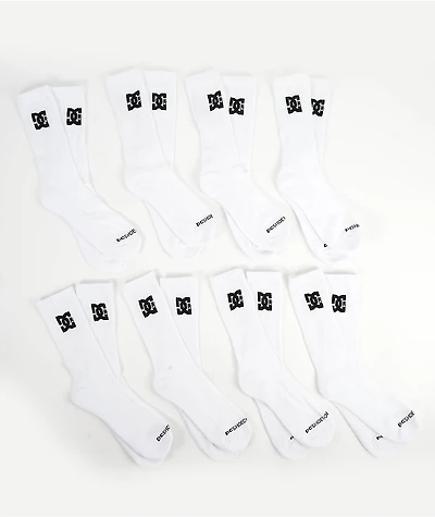 DC 8 Pack White Crew Socks