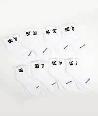 DC 8 Pack White Quarter Crew Socks