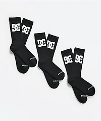 DC Big Star 3 Pack Black Crew Socks