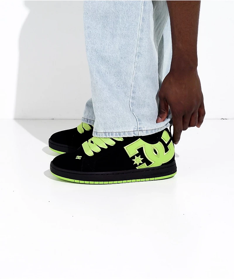 DC Court Graffik Black & Lime Green Skate Shoes