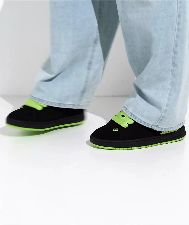 DC Court Graffik Black & Lime Green Skate Shoes